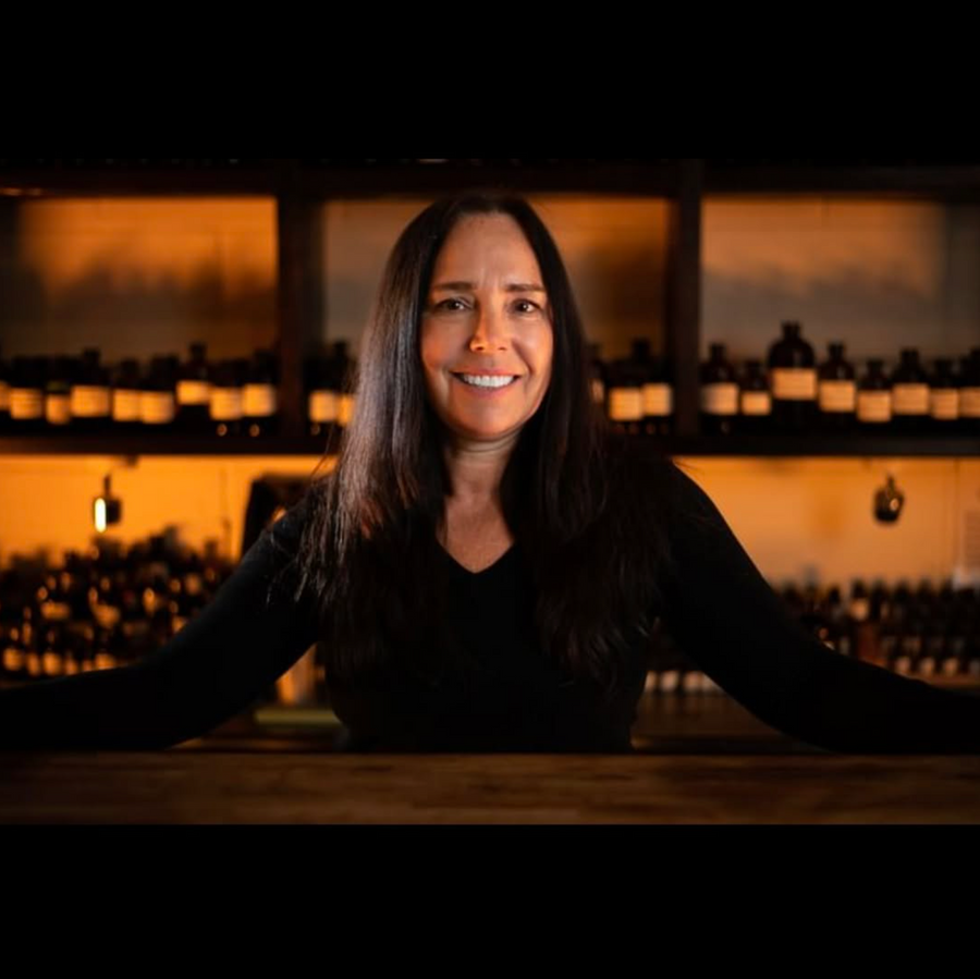 Theresa at the SoBotanical aromatherapy bar