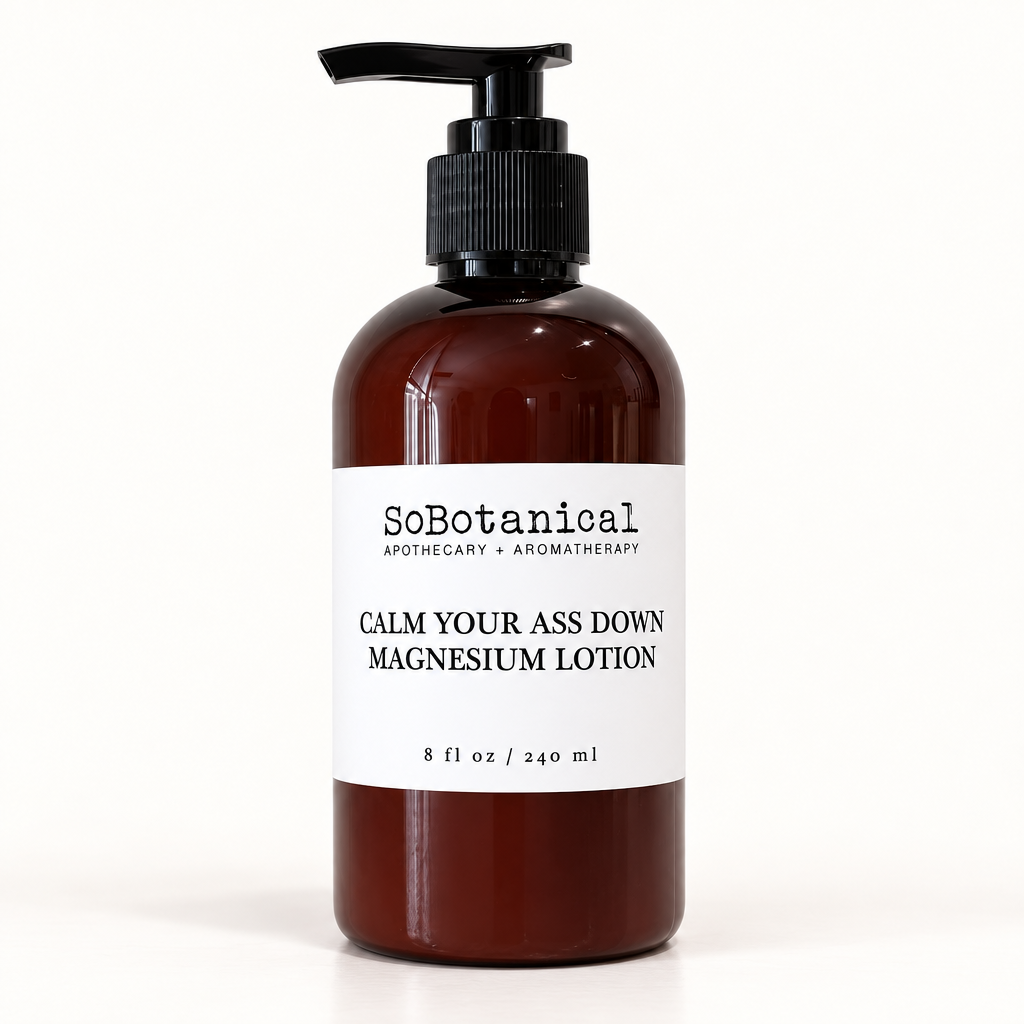 SoBotanical Calm Your Ass Down Magnesium Body Lotion — front label