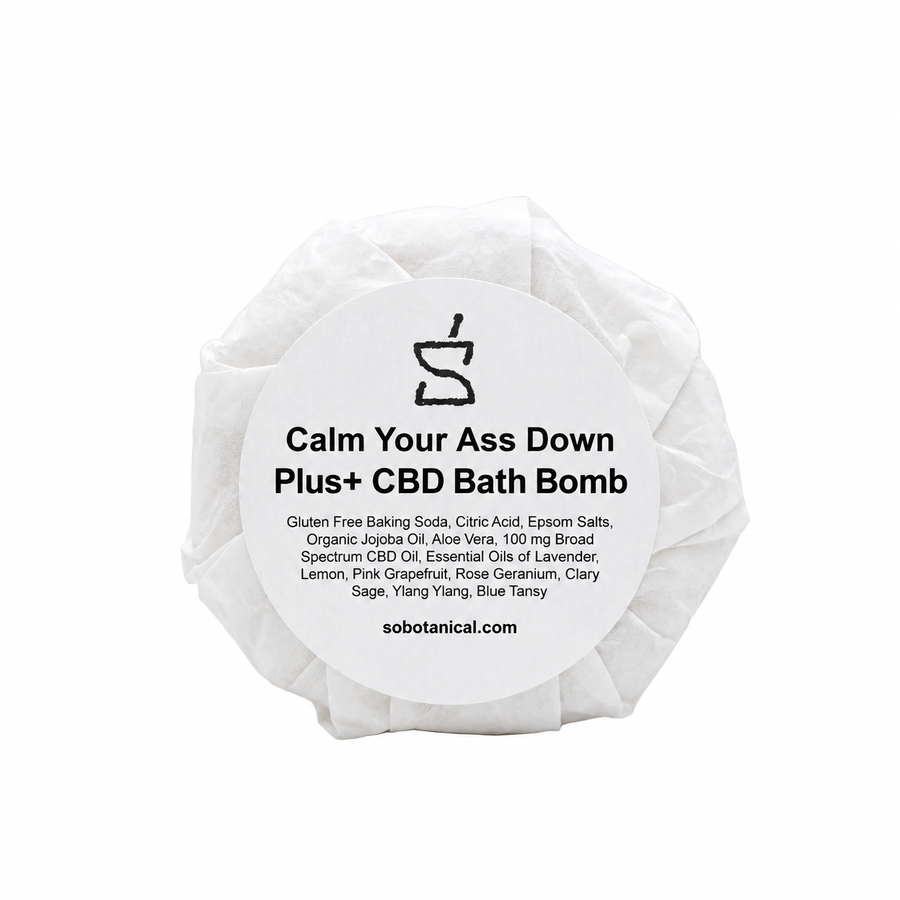 SoBotanical Calm Your Ass Down PLUS+ Bath Bomb — front view