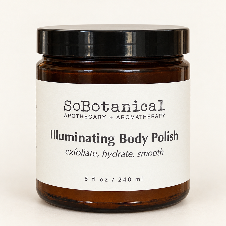 SoBotanical Illuminating Body Polish, 8 oz amber jar