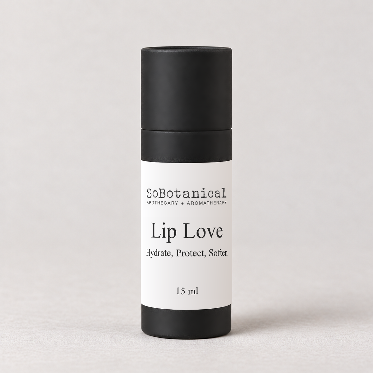 SoBotanical Lip Love lip balm, 15 ml black paperboard tube
