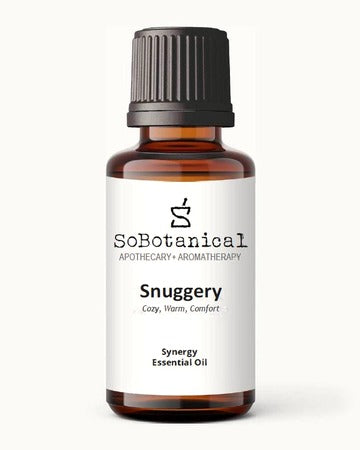 SoBotanical Snuggery synergy, amber essential oil bottle